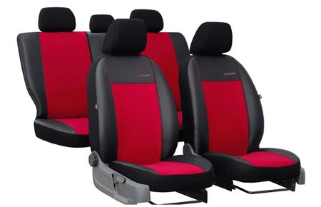 Autopoťahy pre Mitsubishi L-200 (V) 2015-up Exclusive Alcantara - červené 2+3