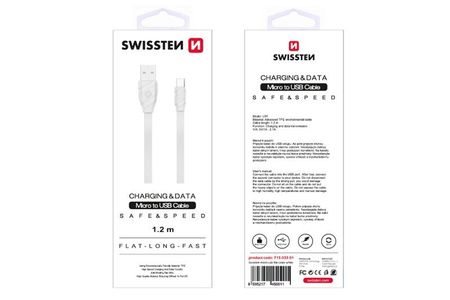 Swissten Datovy kabel micro USB/micro USB plochy 1,2 m biely