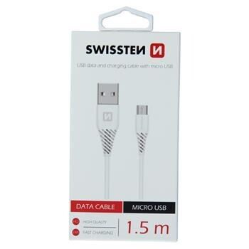 Swissten Datovy kabel USB/micro USB 1,5 m (6,5mm) biely
